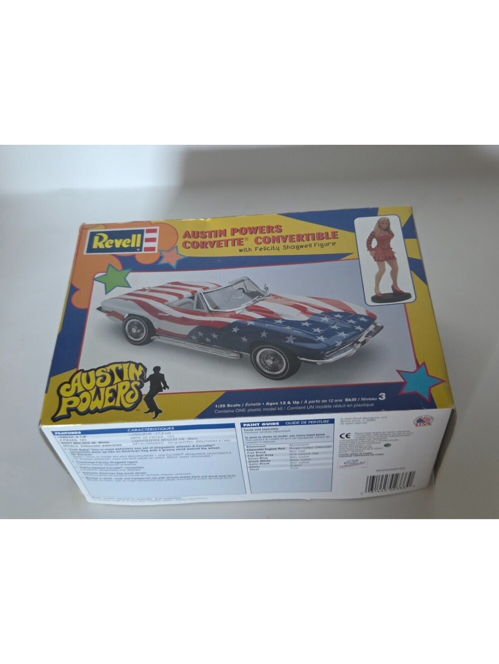 Revell Austin Powers Corvette Convertible 1:25 Model Partially Assembled